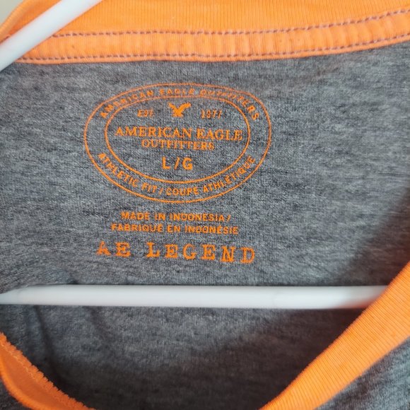 Large Orange and Grey American Eagle Crew Cut Short Sleeve T-Shirt - Picture 3 of 4